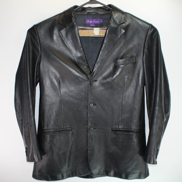 Ralph Lauren Other - Ralph Lauren Purple Label Men L Black Lambskin Leather Suit Jacket Made in Italy